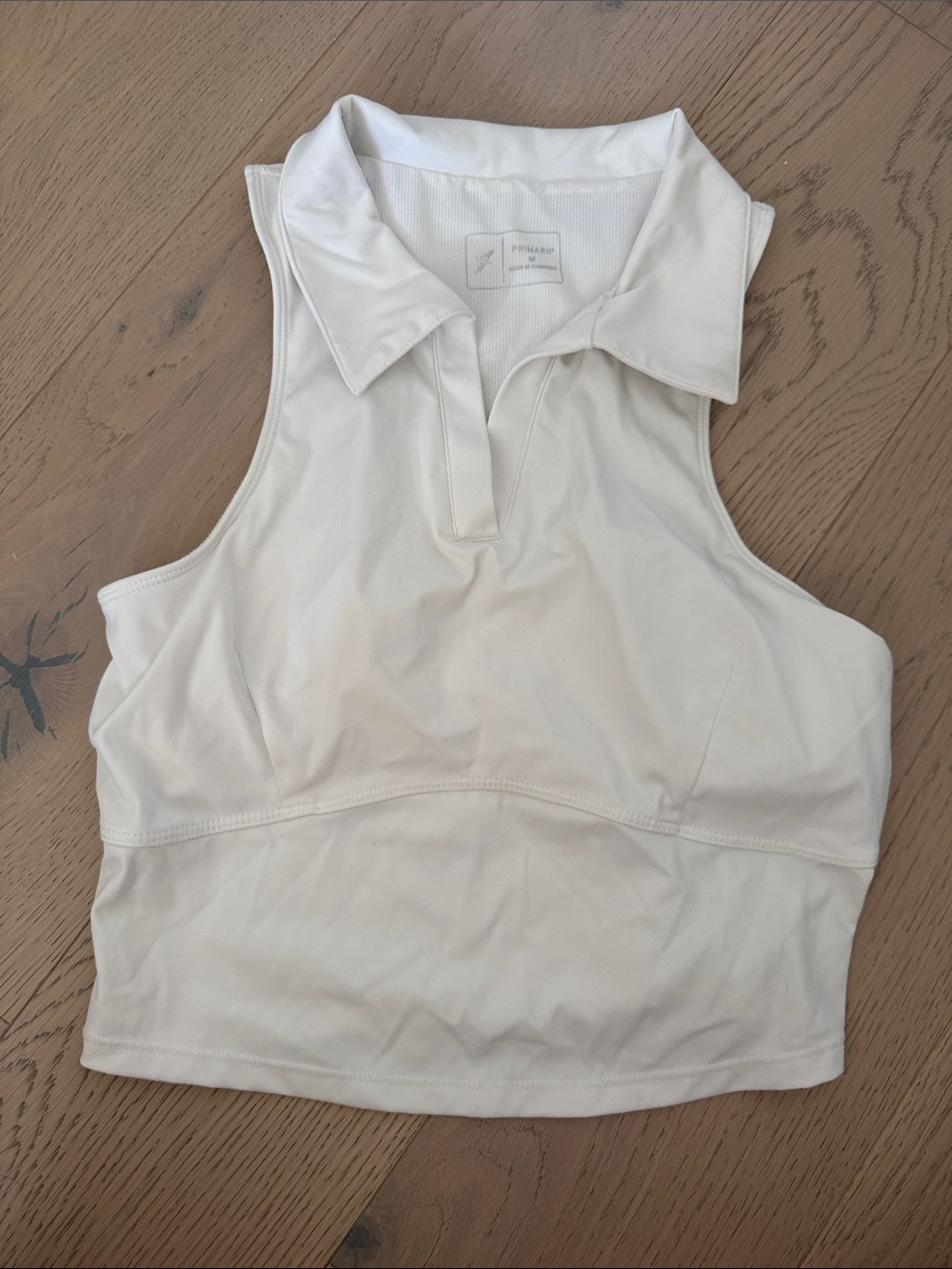 Primark Cream Polo Collar Sleeveless Crop Top